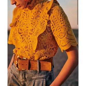 Lace Sezane Pauletta Blouse in Ochre